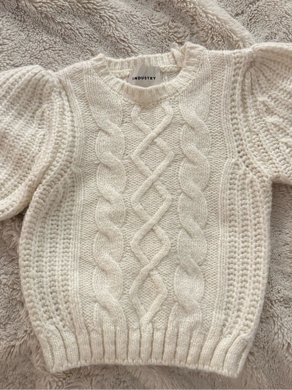 INDUSTRY Cream Cable-Texture Turtleneck Sweater